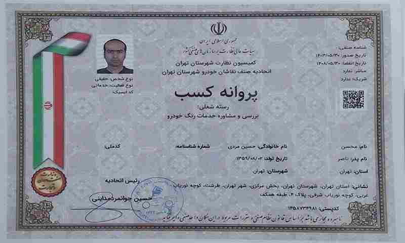 تشخیص رنگ خودرو در محل